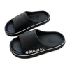 Black original slide sandals with white text