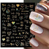 Silver love-themed nail art stickers