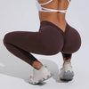 Brown push up sports leggings with V-waist