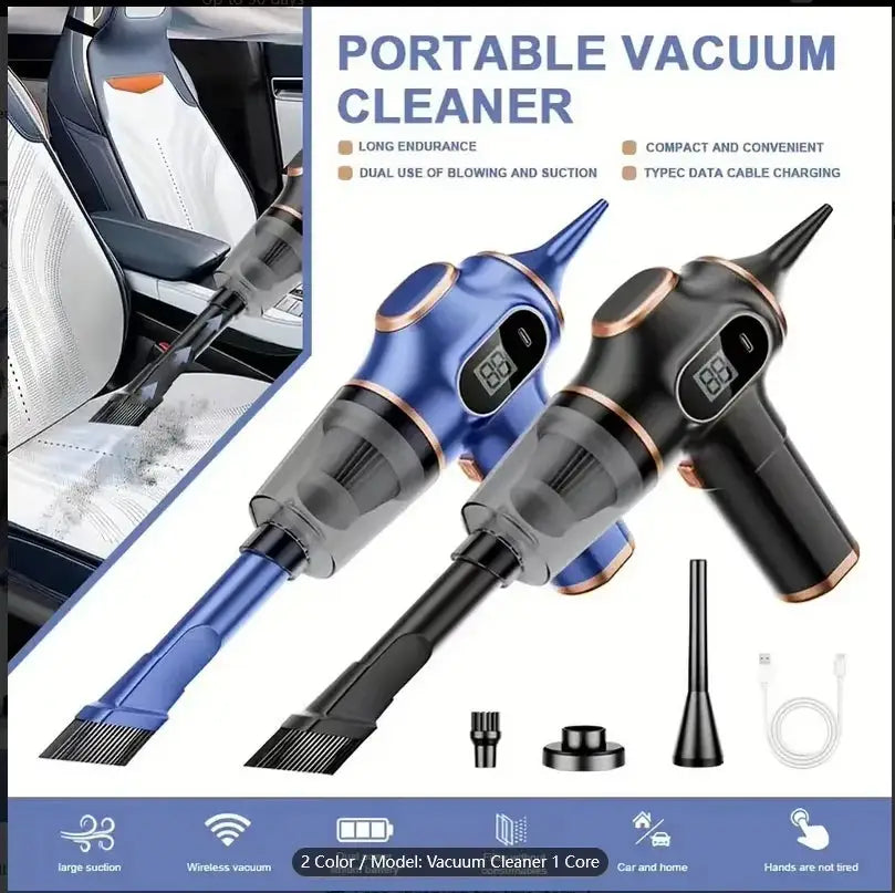 Portable Handheld Vacuum Cleaner – Powerful ABS Design with Long Battery for Car & Home Cleaning
