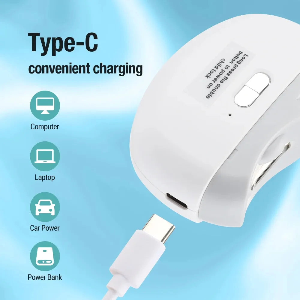 2 in 1 Electric Nail Clipper with Light and Safe Trimming