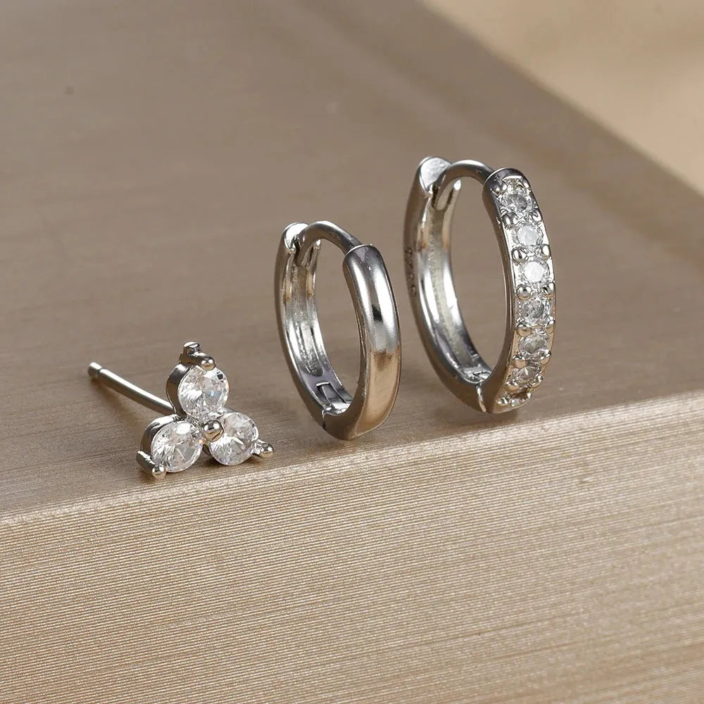 Gold Plated Earring Set Hoop Design Stainless Steel