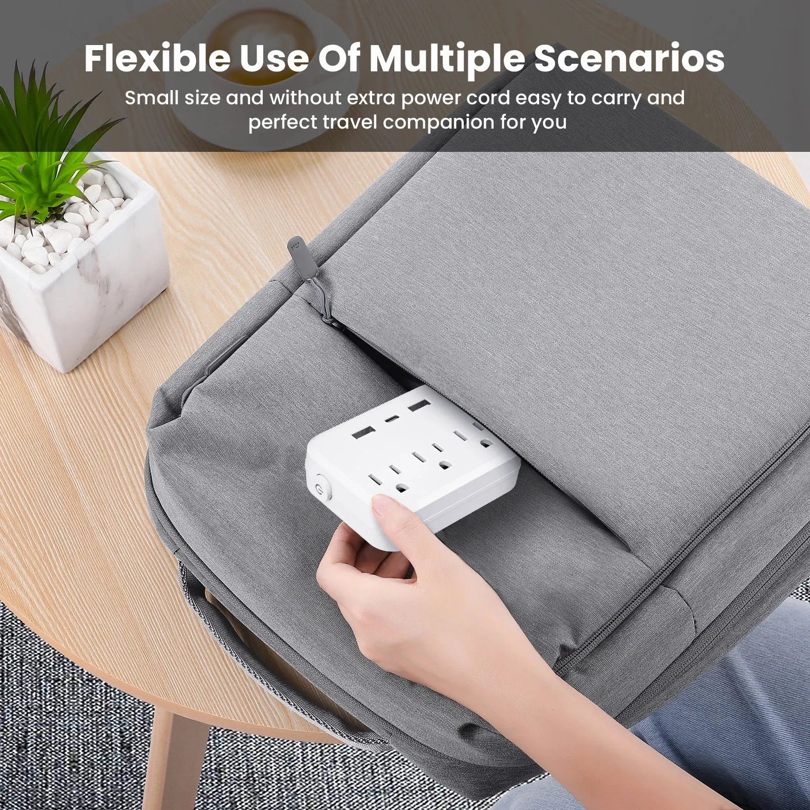 Mini 6 in 1 Power Strip with Surge Protection and USB Ports