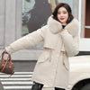 White women's parka with fur collar