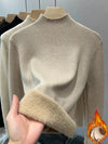 Beige women's winter turtleneck sweater with soft texture