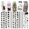 Cat themed nail stickers with black and white designs