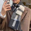 Gray plaid winter scarf for men