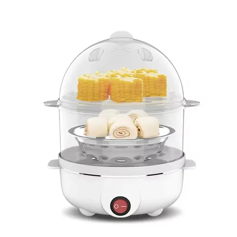 Double Layer Egg Cooker with Steamer and Poacher Design