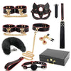 Leather bondage set with case and accessories