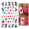 Red and blue floral nail art stickers with abstract designs