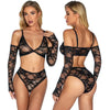 Black lace lingerie set with long sleeves