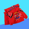 Red hooded coat for children with superhero design