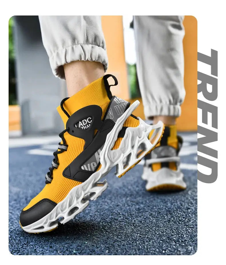 Men’s breathable running sneakers with blade sole, lightweight multi-sport tennis and walking shoes