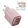 Pink 33W GaN charger with EU plug, digital display