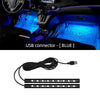 LED car interior ambient light kit with blue lighting