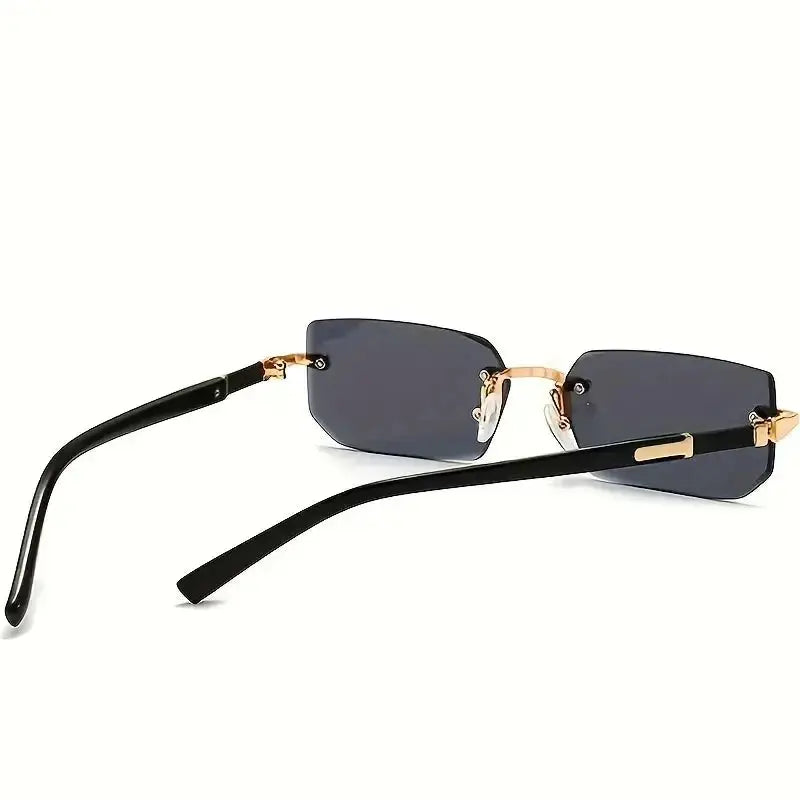 Rimless Rectangle Sunglasses | Unisex Small Square Summer Shades for Travel & Fashion