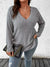 Gray casual long sleeve t-shirt, ribbed texture