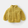 Yellow winter coat for children with zipper