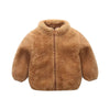 Brown winter coat for children with zipper