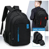 Black waterproof school backpack with large capacity