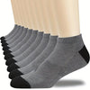 Gray nautical socks with black heels, multiple pairs