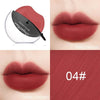 Warm brown matte lipstick with thin and thick coating