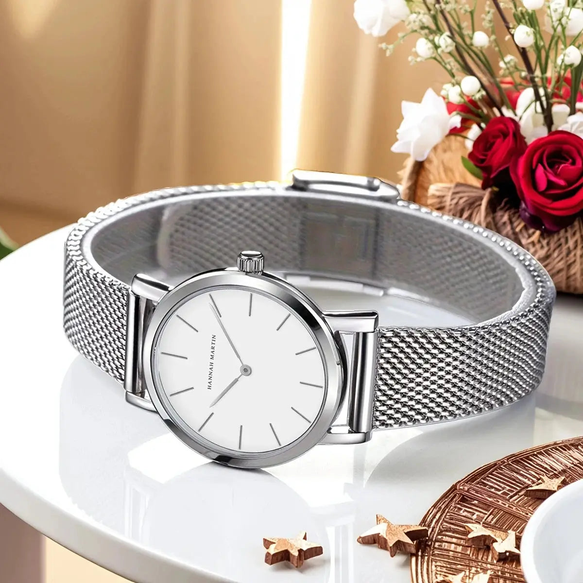 Women’s Minimalist Quartz Watch – 36mm Rose Gold Waterproof Design with Nordic Fashion Style