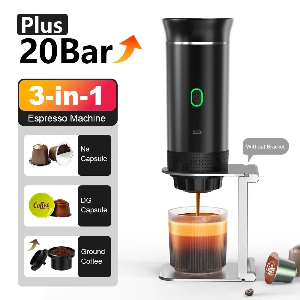 Portable Wireless Coffe Maker 3 in 1 for Home Car and Travel