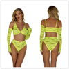 Neon yellow lace lingerie set with long sleeves