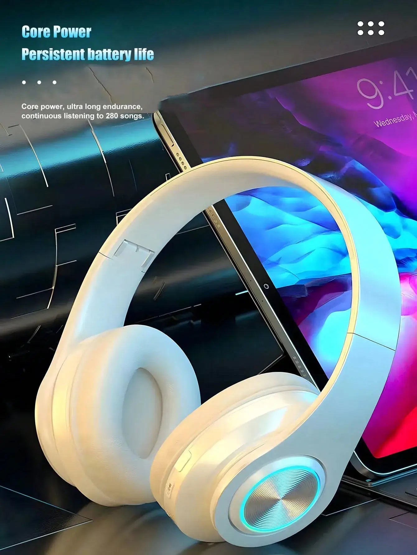Wireless Gaming Headset – Lightweight Foldable Design with Built-in Microphone – Compatible with 3.5mm Audio Cable