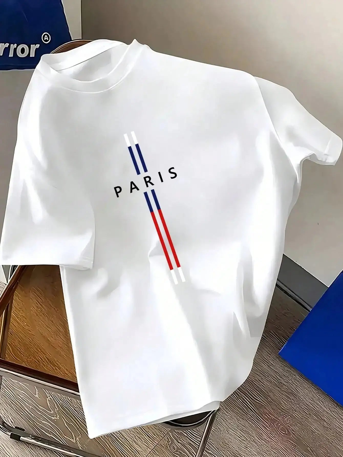 Men’s Letter & Stripe Print T-Shirt – Casual Crew Neck Cotton Tee with Short Sleeves for Everyday Street Style