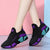 Black women's sneakers with purple and teal accents