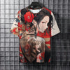 Japanese style anime print short-sleeved t-shirt for men