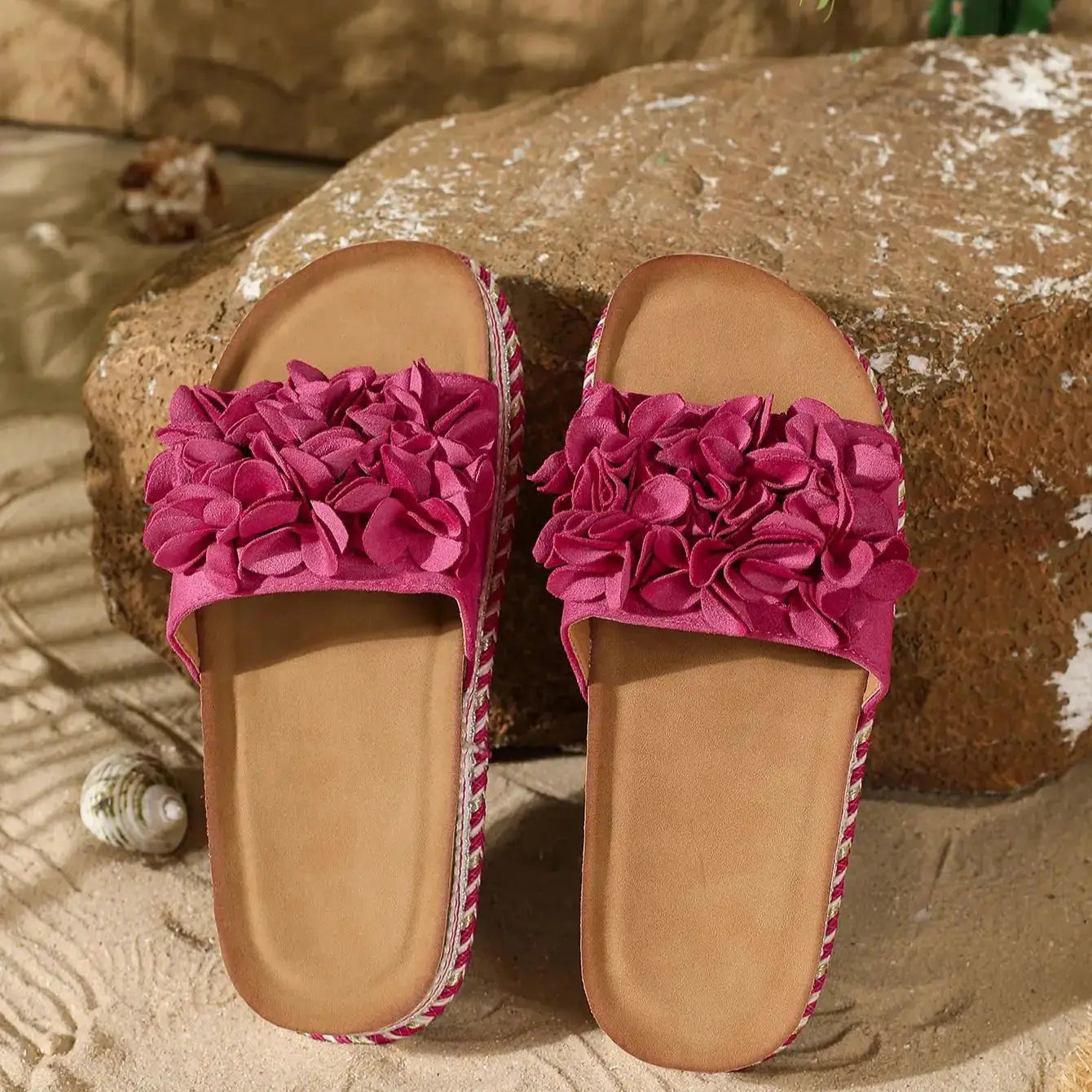 Women's Wedge Sandals Slip-On with Bowknot, Flat Gladiator Summer Slides for Casual Comfort