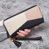 Stylish color-block zipper wallet with tassel, black and beige