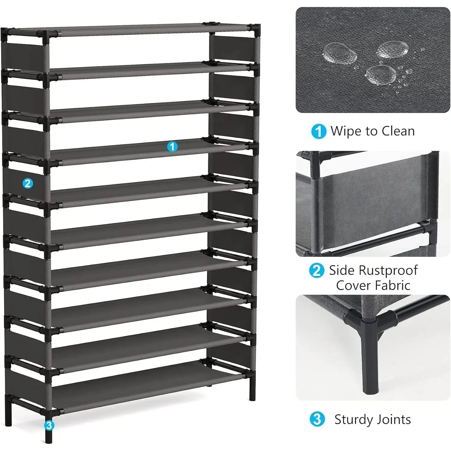 Multi-layer storage rack with large capacity, holds up to 50 pairs of shoes or books, versatile shelf for bedroom