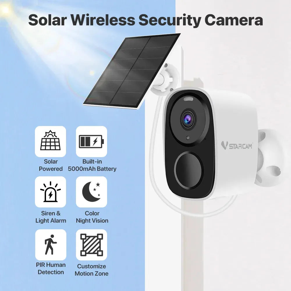 Wireless Solar Security Camera with 2K Vision