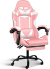 Pink and white ergonomic gaming chair with adjustable design