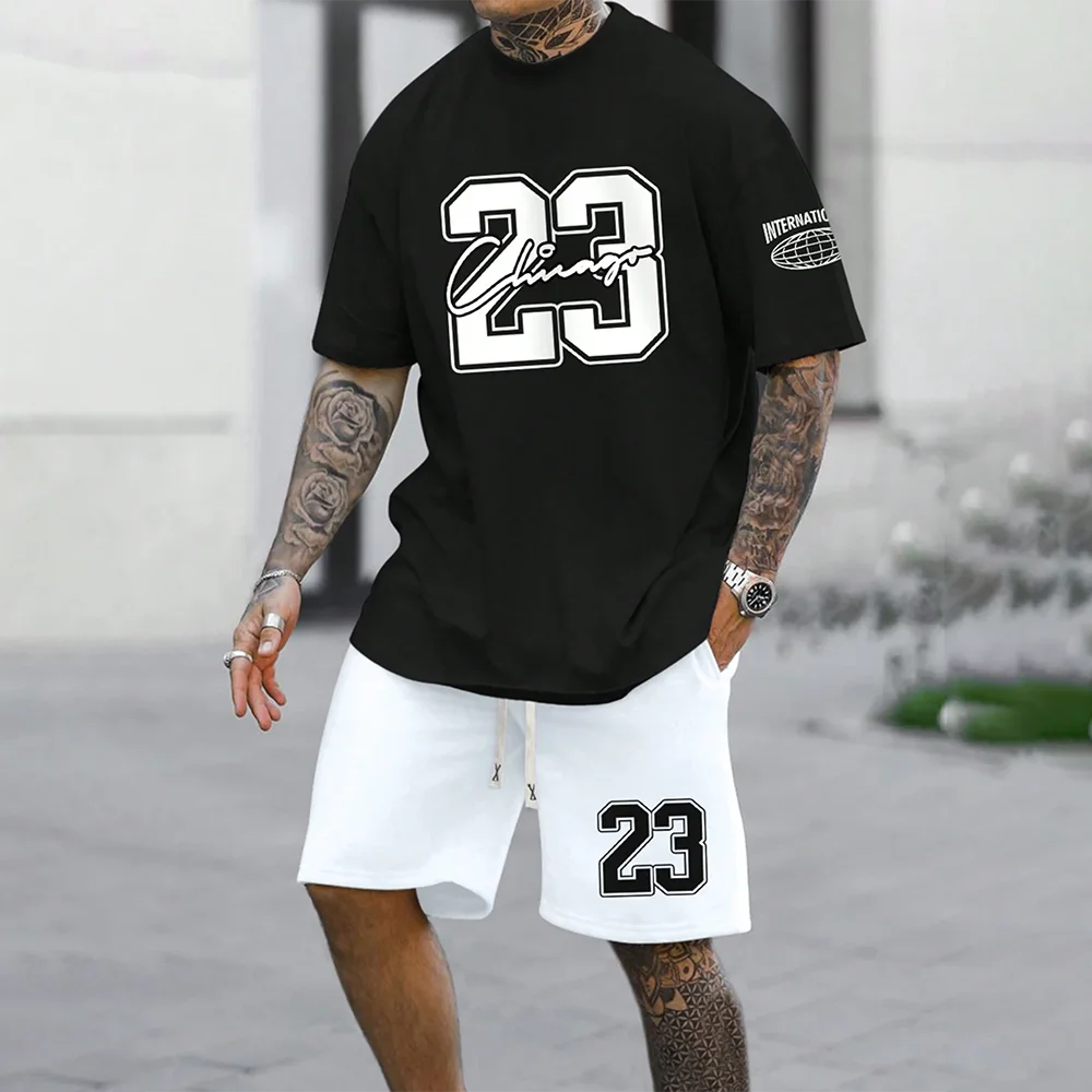 Black and white Chicago sportswear set with bold number 23 print.