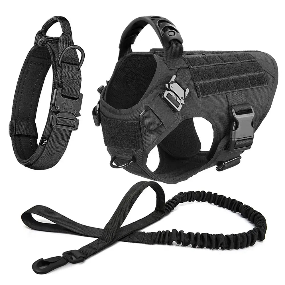 Large dog harness and leash set, training vest with adjustable collar for German Shepherd and Malinois