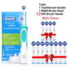 Oral B Vitality green toothbrush with 12 gift heads