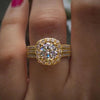 Luxurious gold fashion ring with radiant gemstone