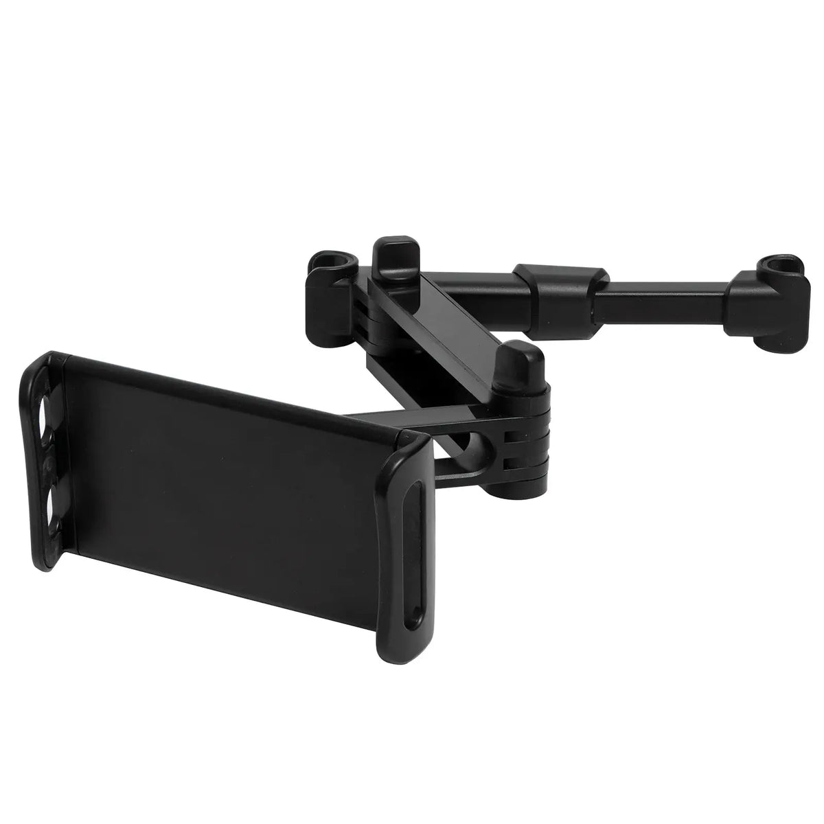 Flexible 360° rotating car headrest mount for tablets and phones, back seat holder for 4.5–10.5 inch devices