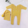 Yellow newborn footed jumpsuit and hat set