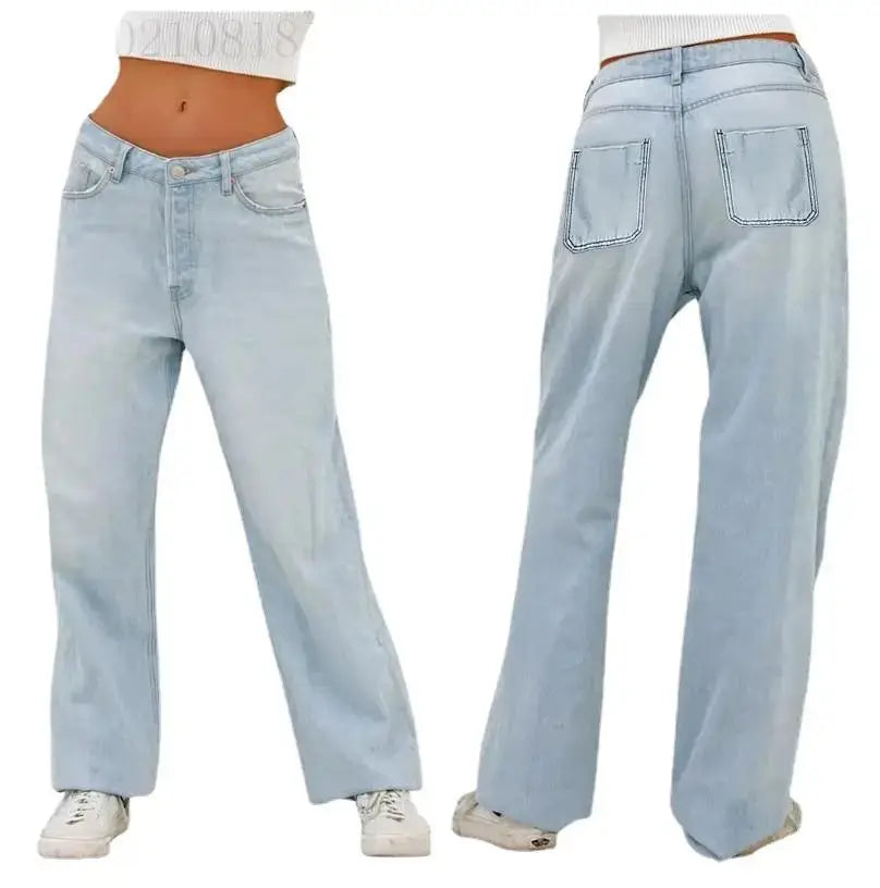 Women's High Waist Wide Leg Jeans Loose Fit Denim Flattering & Versatile Style