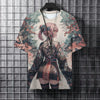 Japanese style anime print short-sleeved t-shirt for men