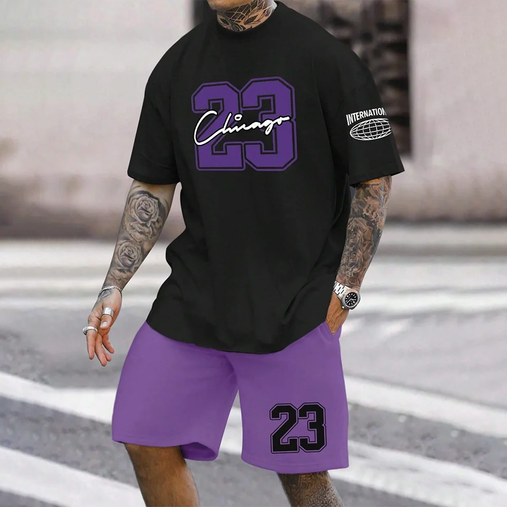 Black and purple Chicago sportswear set with number 23 design.