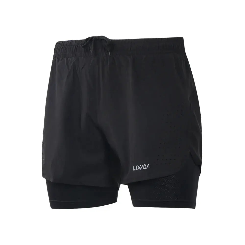 Men's 2-in-1 sports shorts, quick-drying and breathable with long liner, ideal for running and active training