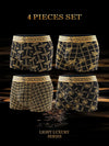 Luxury men's boxer shorts set with stylish gold patterns