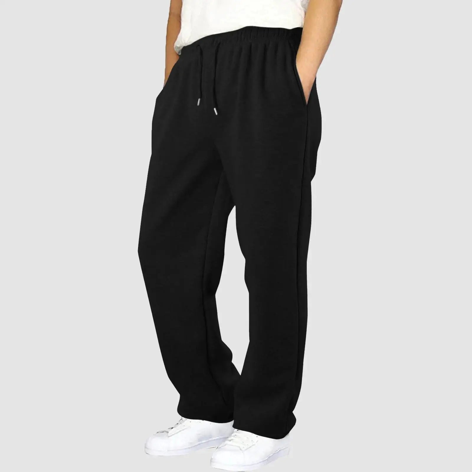 Men’s workout jogger pants in black, breathable and lightweight with elastic waist, perfect for fitness, training and casual wear.